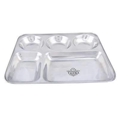 Indian Manufacturer Fast Food Dinner 5 in 1 Stainless Steel 5 Compartment Plate