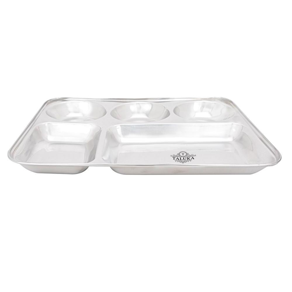 Indian Manufacturer Fast Food Dinner 5 in 1 Stainless Steel 5 Compartment Plate