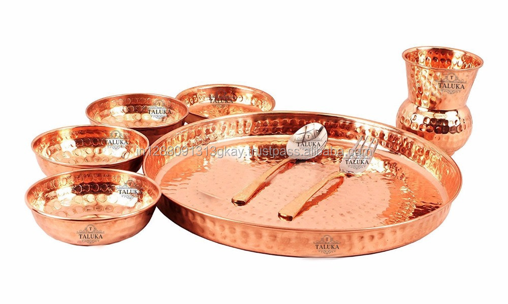 Indian manufacturer 8 pc food serving copper dinner set