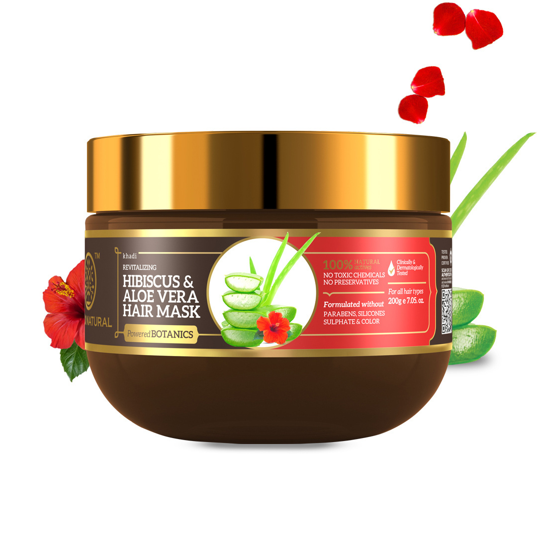 KHADI NATURAL HIBISCUS & ALOEVERA HAIR MASK WITH AMLA & ARGAN OIL- POWERED BOTANICS