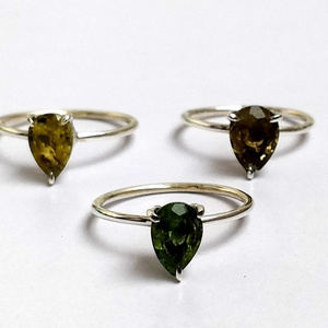 925 Sterling Silver Green faceted Tourmaline Ring Jewelry Dainty Watermelon Tourmaline stone