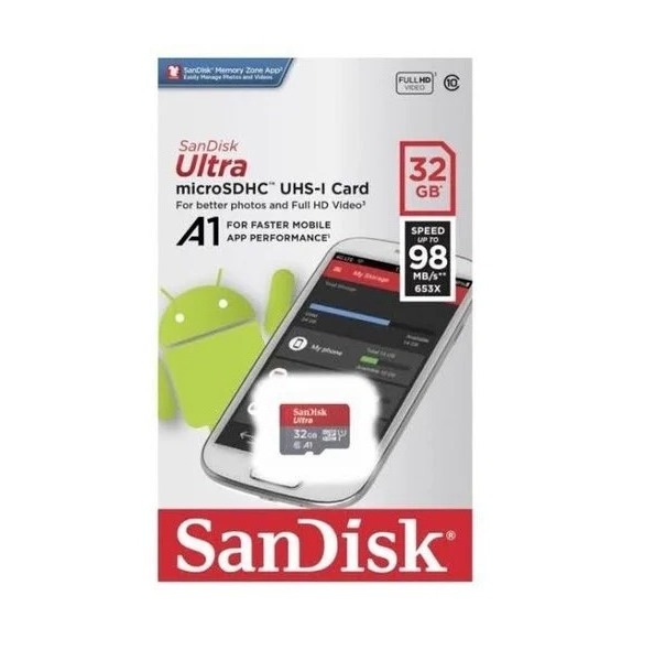 San disk Ultra Micro memory Card SDHC 32 Gigabyte Multipurpose Class 10 Memory - Card Speed up to 98 MB Per Second