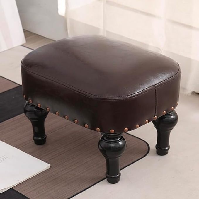 Footstool Small Foot Rest Stool Chair Sofa Short Ottoman Wood Sturdy Solid Wood Frame Furniture Vintage Stool