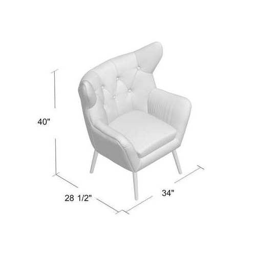 Velvet Accent Chair Modern Tufted Button Wingback Vanity Chair with Arms Upholstered Tall Back Desk Chair with Solid Leg