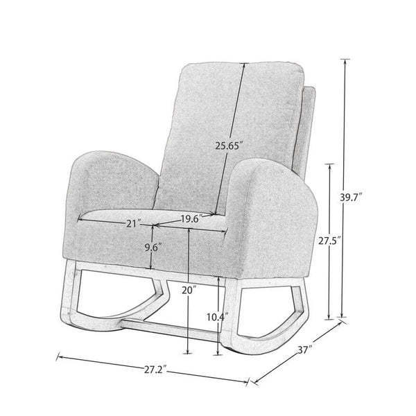 Rocking Chair Nursery, Upholstered Accent Rocker Glider Chair for Nursery, Modern Rocker Chair with Armchair