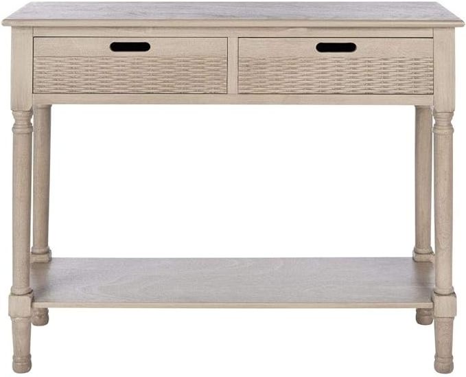 Classic Solid Console Table with 2 Drawers and Slatted Shelf Entryway Table with Storage Living Room Hallway