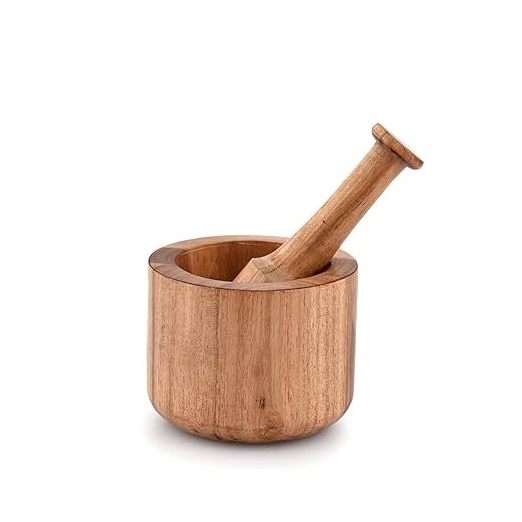 Wood Mortar and Pestle Set, Wood Grinder Bowl for Guacamole, Salsa, Herb Crusher and Pill