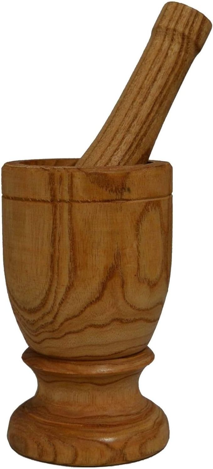 Wood Mortar and Pestle Set, Wood Grinder Bowl for Guacamole, Salsa, Herb Crusher and Pill