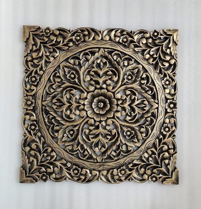 Wooden Wall Panel for Hanging Decor in Living Room. Bedroom Hallway and Office Round Large Carved  Carving Gift Item