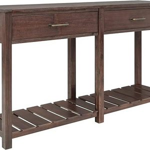 Classic Solid Console Table with 2 Drawers and Slatted Shelf Entryway Table with Storage Living Room Hallway