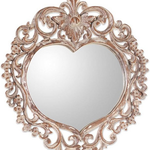 Heart Shaped Wood Wall Mounted Mirror, Natural Or White Glass 'Wild Heart'