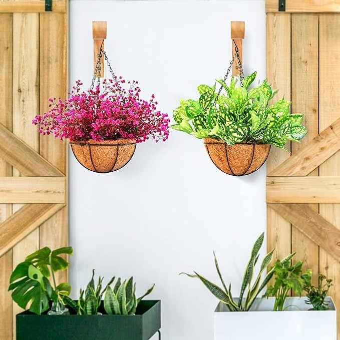 Plant Hangers Outdoor, Hanging Plant Hooks for Indoors, Wave-Shaped Wooden Hanging Baskets for Wall Plant Hooks