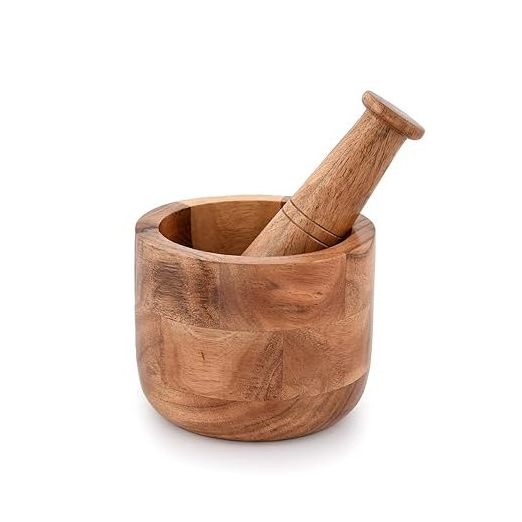 Wood Mortar and Pestle Set, Wood Grinder Bowl for Guacamole, Salsa, Herb Crusher and Pill