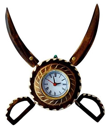 Wooden Sword Armour Clock