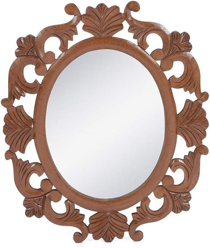 Heart Shaped Wood Wall Mounted Mirror, Natural Or White Glass 'Wild Heart'