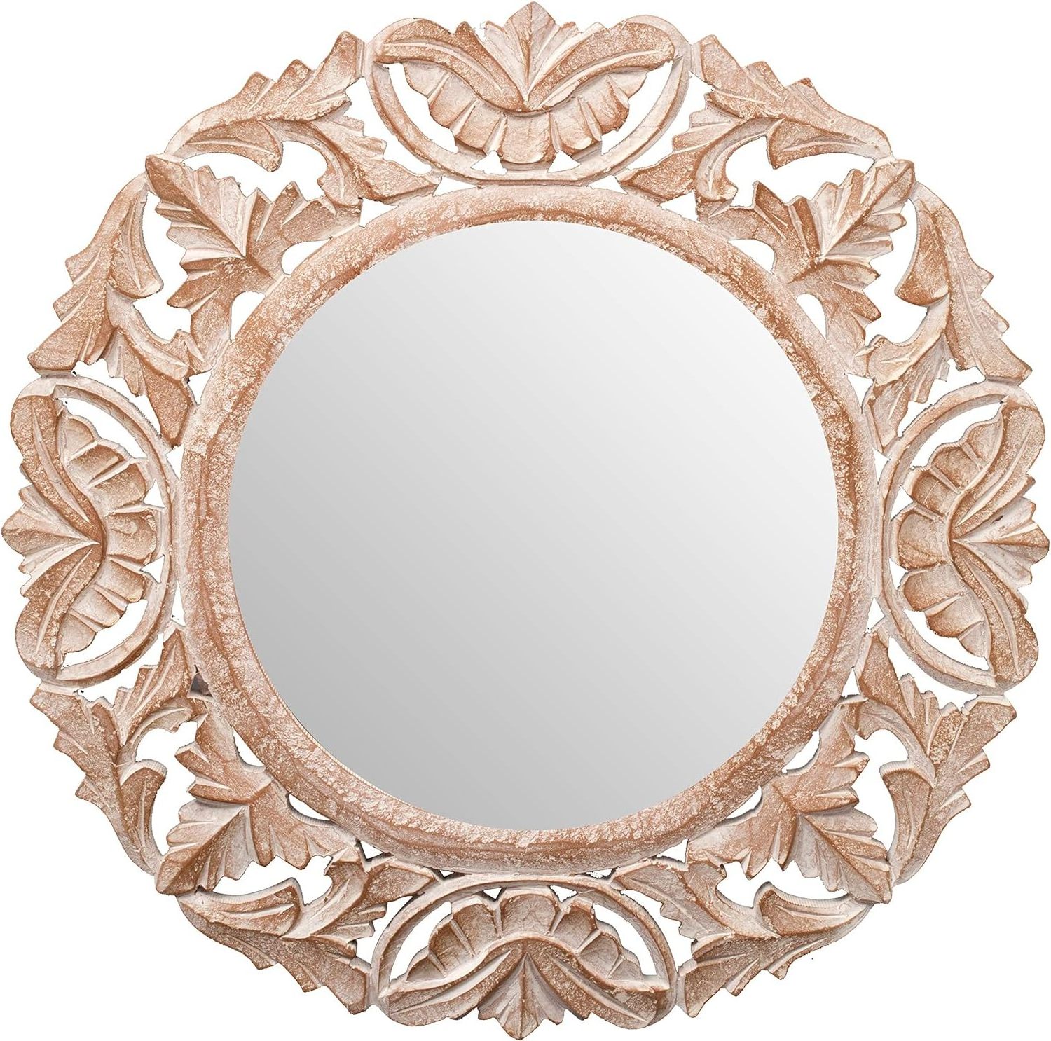 Heart Shaped Wood Wall Mounted Mirror, Natural Or White Glass 'Wild Heart'