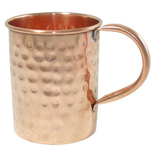 Trendy Wholesale Pure Copper Hammered Mug long 600ml Solid Copper Cups for Ginger Beer, Whiskey, Vodka gift idea