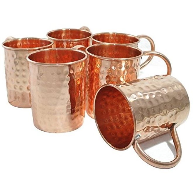 Trendy Wholesale Pure Copper Hammered Mug long 600ml Solid Copper Cups for Ginger Beer, Whiskey, Vodka gift idea