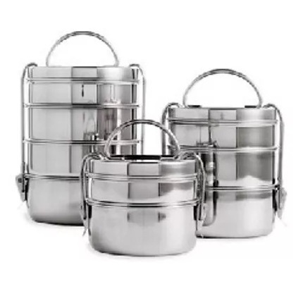 New Design 3-Tier Stainless Steel Lunch Box Tiffin and Picnic Travel Camping Container Customizable Food Storage