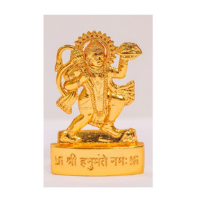 Gold Plated 4.5 Inch Lord Hanuman/Bajrangbali With Sanjivani (Hindu Religious God) Idol for Table Decor, Home Temple, Car Dashbo