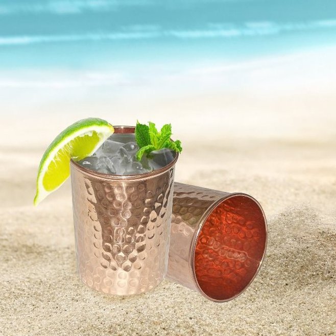 Trendy Wholesale Pure Copper Hammered Tumbler 300ml Solid Copper Cups for Ginger Beer, Whiskey, Vodka gift idea