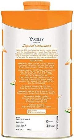 Imperial Sandalwood Perfumed Talc Yardley London Talcum Powder - 250 g Deodorizing Talc Long Lasting Fragrance