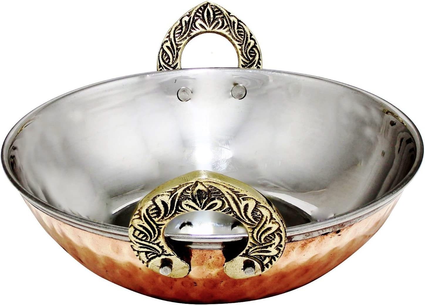 Wholesale Indian Copper Dinner Bowl Serveware Set of 4 Traditional Karahi with Handle Diameter 5 Inches Food serve kitchen gift