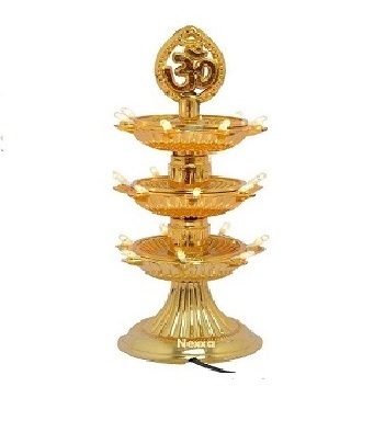 Electric Artistic Indian Puja Brass Oil Lamp Golden Diya Engraved Design for diwali  Jyoti Kuber Diya wholesale diya