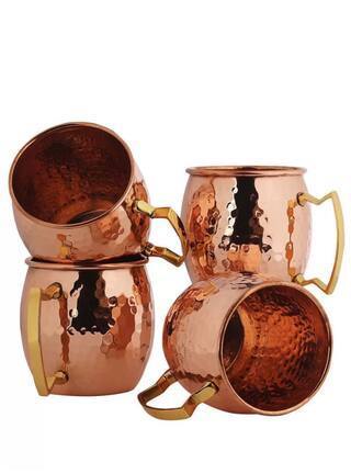 Wholesale  Pure Copper Hammered Mug 600ml Solid Copper Cups for Ginger Beer, Whiskey, Vodka gift idea