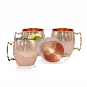 Wholesale  Pure Copper Hammered Mug 600ml Solid Copper Cups for Ginger Beer, Whiskey, Vodka gift idea