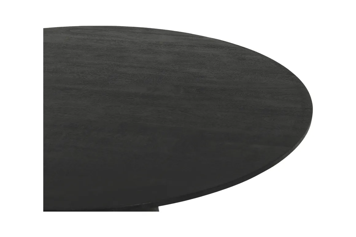 European Design Sand Blasted Black Finish Solid Mango Wood Round Dining Table for  Dining Room and Hotel Furniture