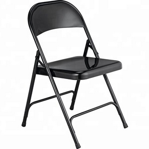 Industrial folding iron chair in black