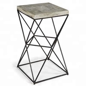 Customized industrial style metal stainless steel high leg coffee table bar round table high leg stainless steel stool