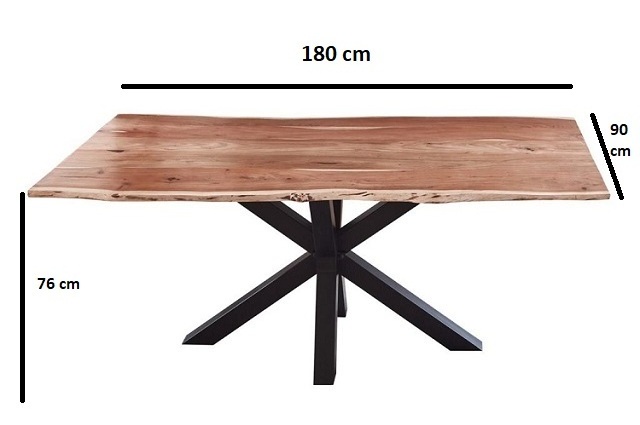 Vintage industrial live edge dining table with metal legs solid acacia wood dining room furniture