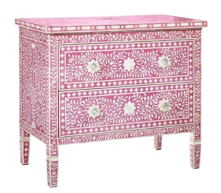 Bone inlay cabinet with two drawers Wholesale Manufacturer furniture cabinet from india Handmade