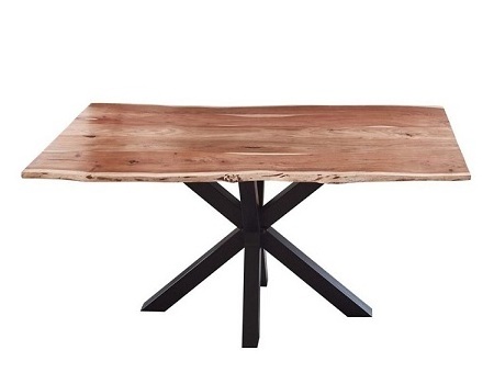 Vintage industrial live edge dining table with metal legs solid acacia wood dining room furniture