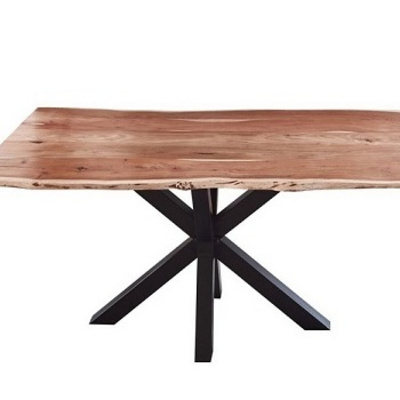 Vintage industrial live edge dining table with metal legs solid acacia wood dining room furniture