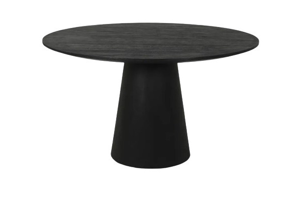 European Design Sand Blasted Black Finish Solid Mango Wood Round Dining Table for  Dining Room and Hotel Furniture