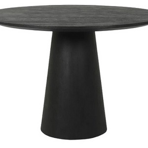 European Design Sand Blasted Black Finish Solid Mango Wood Round Dining Table for  Dining Room and Hotel Furniture