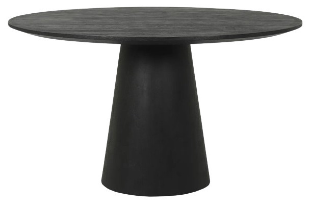 European Design Sand Blasted Black Finish Solid Mango Wood Round Dining Table for  Dining Room and Hotel Furniture