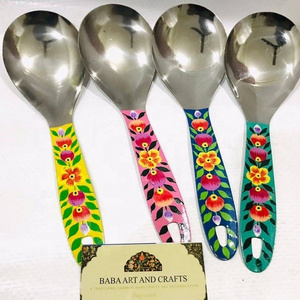 Stainless steel long handle serving spoon , hand painted serving spoons