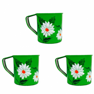 Floral Hand painted Stainless Steel Enamel Mugs and cups from Kashmir, India