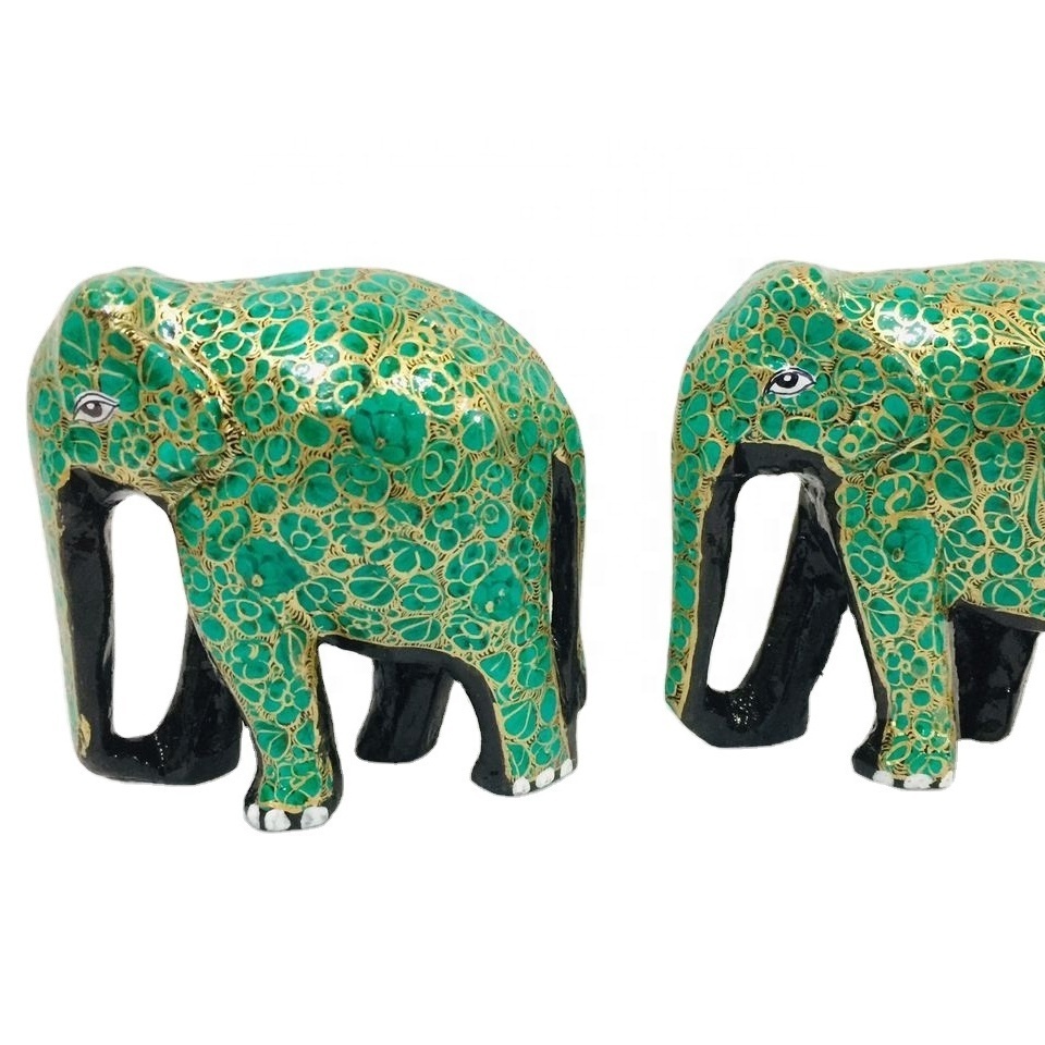 Indian elephant statue for home decoration handmade wooden animal sculpture