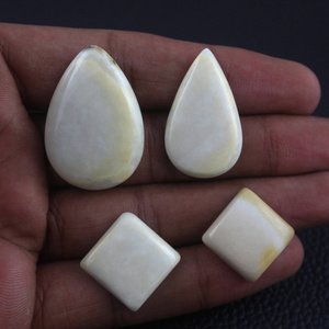 Beautiful 4 Pieces Wholesale Natural White Mookite Jasper Cabochons Jewelry Making White Stone Collection Style Cut