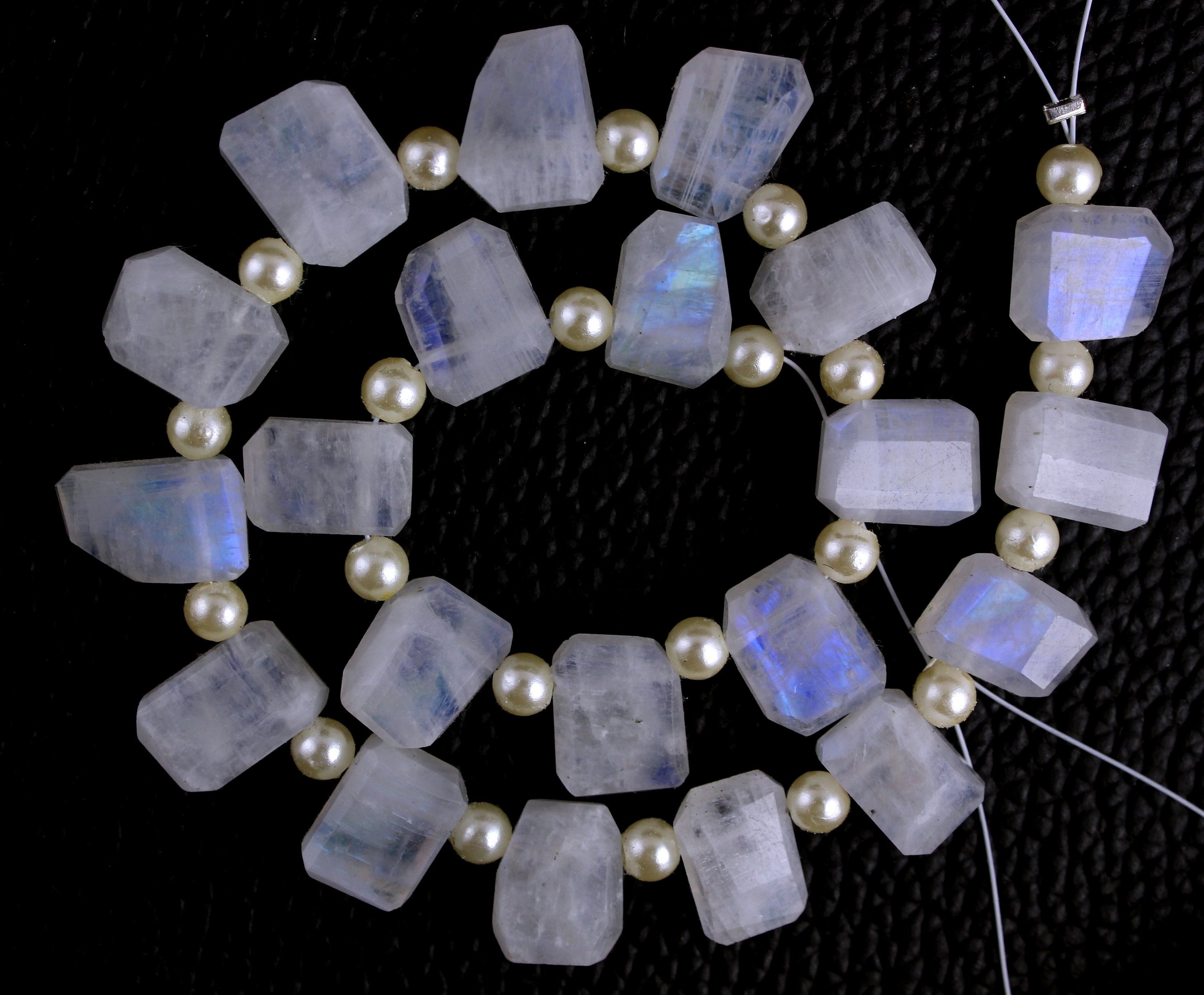 Awesome Quality 1 Strand Beautiful Faceted Nuggets Shape Beads Natural Rainbow Moonstone Blue Fire Gemstone Beads