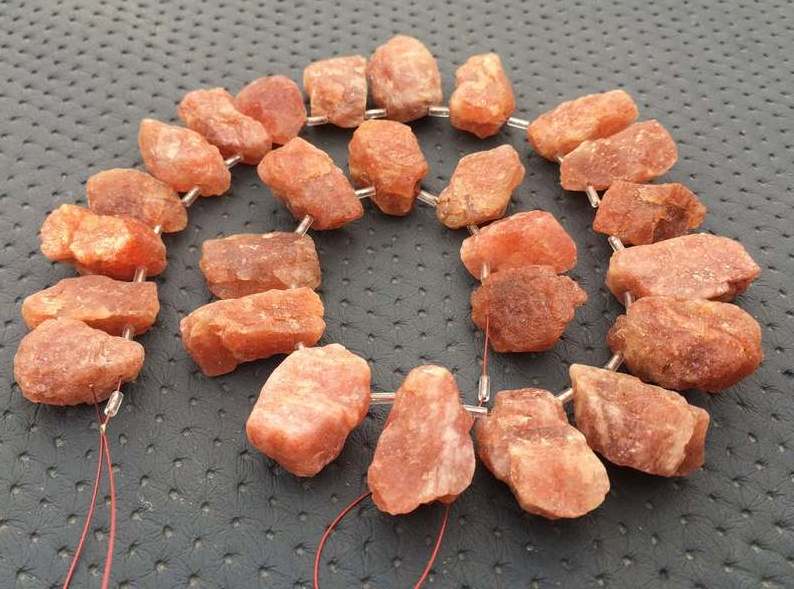 Natural Sunstone Rough Uneven Shape 26 Pieces Raw Huge Size Top Side Drill Making Jewelry Orange Stone Collection Style Cut