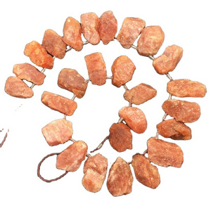 Natural Sunstone Rough Uneven Shape 26 Pieces Raw Huge Size Top Side Drill Making Jewelry Orange Stone Collection Style Cut