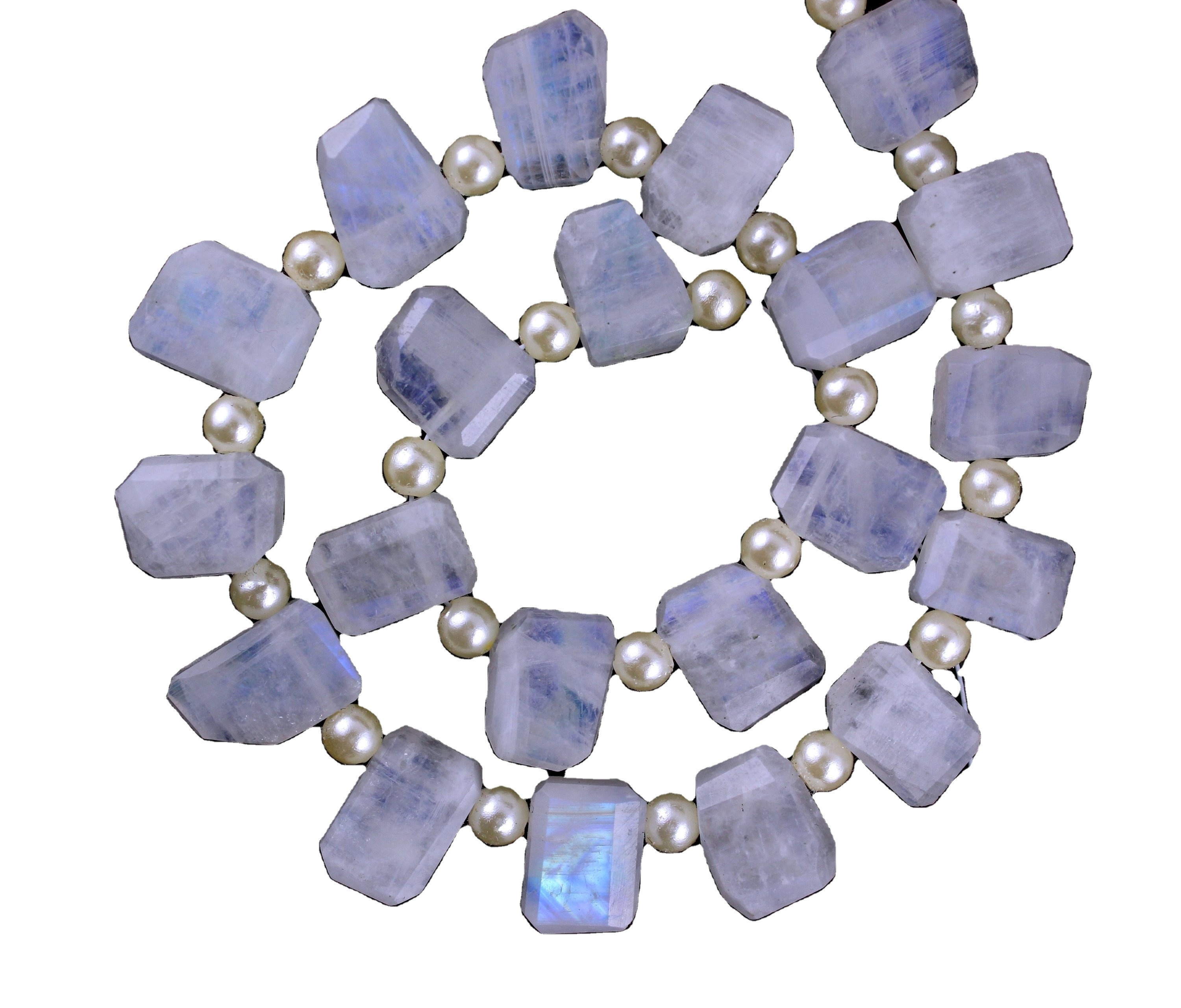 Awesome Quality 1 Strand Beautiful Faceted Nuggets Shape Beads Natural Rainbow Moonstone Blue Fire Gemstone Beads