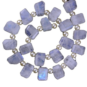 Awesome Quality 1 Strand Beautiful Faceted Nuggets Shape Beads Natural Rainbow Moonstone Blue Fire Gemstone Beads