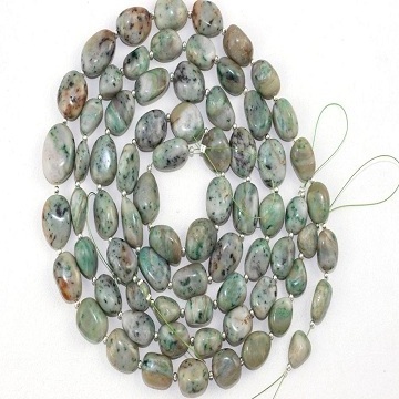 Beautiful 1 Strand Natural Moss Agate Gemstone Smooth Nuggets Shape Beads for Jewelry Making Wholesale